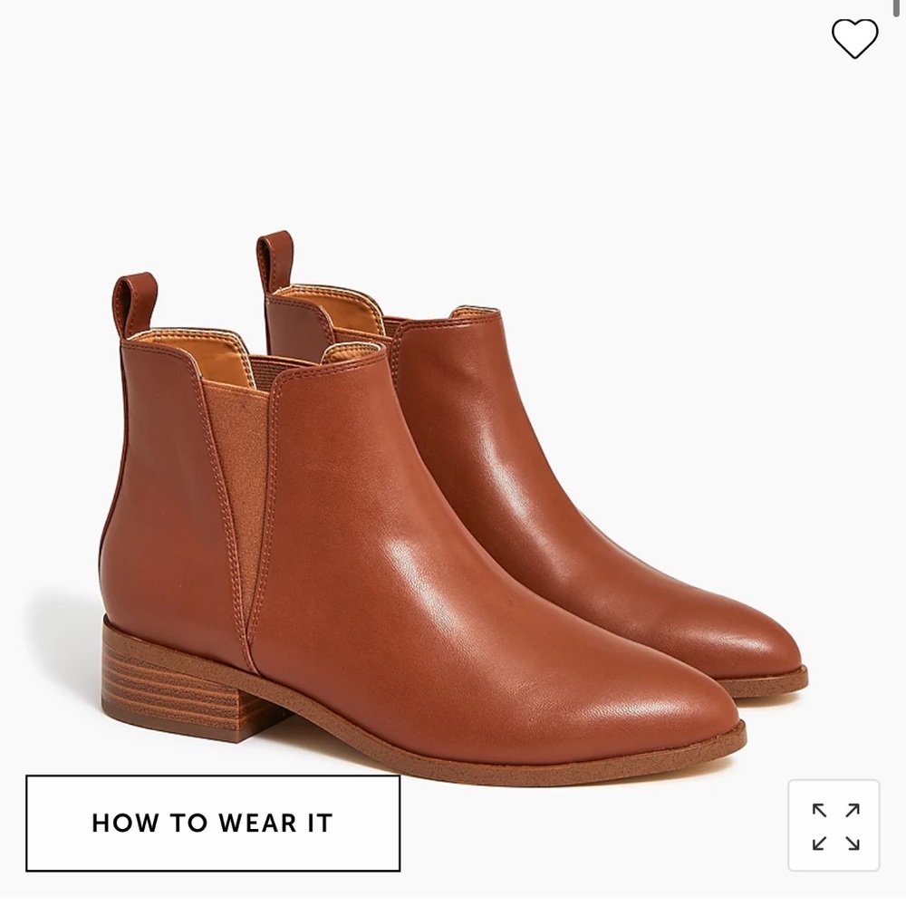 BRAND NEW J. Crew Vegan Leather Chelsea Boots - Warm Sepia - Size 9